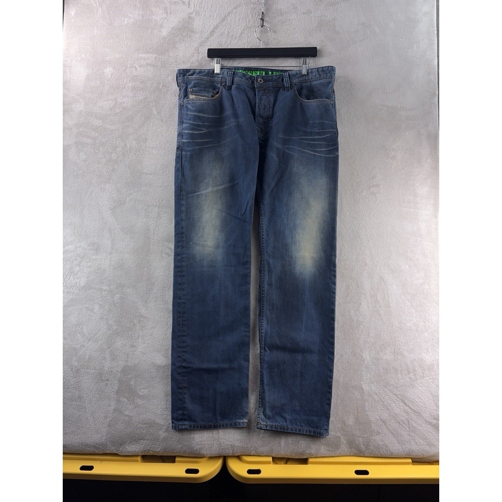 Diesel Safado Jeans Mens Size 38x32 Blue Wash Regular Slim Straight Denim